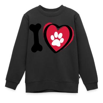 Slagon J'adore les chiens. Journée des animaux ou journée des chiens. - Sweat Premium enfant bio - noir - Devant - AI Model Kid Female (0cm)