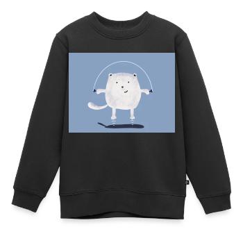 cat jumping rope - Kinder Premium Organic Sweatshirt - Schwarz - Vorne - AI Model Kid Female (0cm)