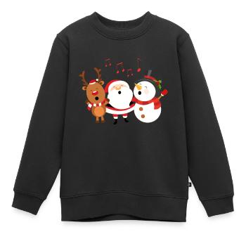 Singende Weihnachtsmann, Schneemann und Rentier - Kinder Premium Organic Sweatshirt - Schwarz - Vorne - AI Model Kid Female (0cm)