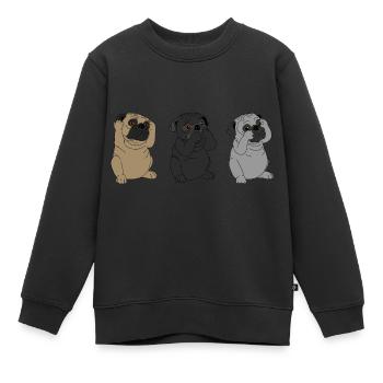 Mops Nichts hören - nichts sagen - nichts sehen - Kinder Premium Organic Sweatshirt - Schwarz - Vorne - AI Model Kid Female (0cm)
