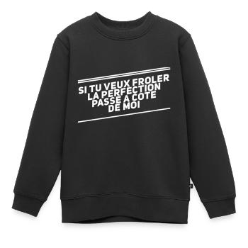 Perfection humour - Sweat Premium enfant bio - noir - Devant - AI Model Kid Female (0cm)