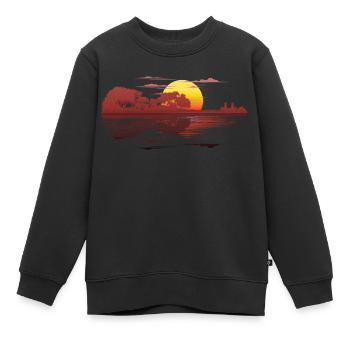 Violin Lake Reflection Geige See Bäume Reflektion - Kinder Premium Organic Sweatshirt - Schwarz - Vorne - AI Model Kid Female (0cm)