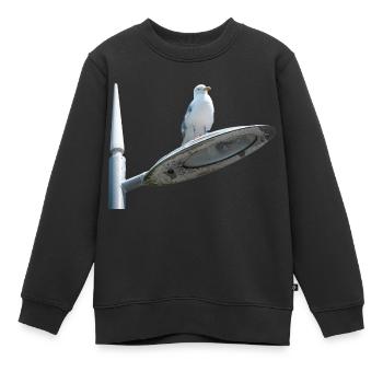 Möwe auf einer Lampe Post - Kinder Premium Organic Sweatshirt - Schwarz - Vorne - AI Model Kid Female (0cm)