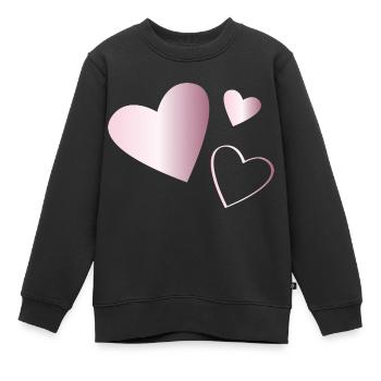Zwei Herzen Turmalin rosa - Kinder Premium Organic Sweatshirt - Schwarz - Vorne - AI Model Kid Female (0cm)