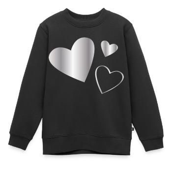 Coeurs argent - Sweat Premium enfant bio - noir - Devant - AI Model Kid Female (0cm)
