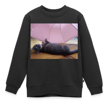 cat, kitten, kitty - Kids Premium Organic Sweatshirt - black - Front - AI Model Kid Female (0cm)