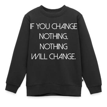 change nothing saying inspiration change - Kids Premium Organic Sweatshirt - black - Front - AI Model Kid Female (0cm)