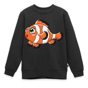 Poisson clown - Sweat Premium enfant bio - noir - Devant - AI Model Kid Female (0cm)