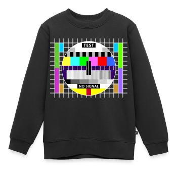 Testbild test card status no signal screen Display - Kinder Premium Organic Sweatshirt - Schwarz - Vorne - AI Model Kid Female (0cm)