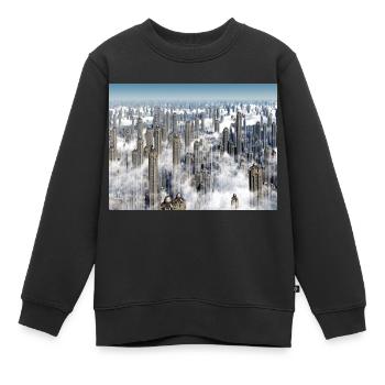Futuristic skyscrapers in a megacity - Kids Premium Organic Sweatshirt - black - Front - AI Model Kid Female (0cm)