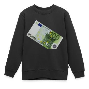 Billet de 100 euros sur fond blanc - Sweat Premium enfant bio - noir - Devant - AI Model Kid Female (0cm)