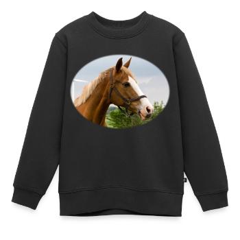 Cheval. Cheval. - Sweat Premium enfant bio - noir - Devant - AI Model Kid Female (0cm)