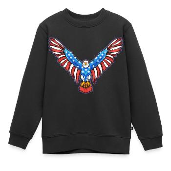 Amerikanischer Weißkopfseeadler Amerikanischer 4. - Kinder Premium Organic Sweatshirt - Schwarz - Vorne - AI Model Kid Female (0cm)