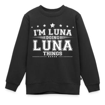 Luna - Kids Premium Organic Sweatshirt - black - Front - AI Model Kid Female (0cm)