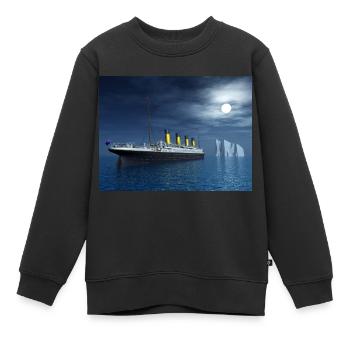 Historisches Passagierschiff Titanic und Eisberg - Kinder Premium Organic Sweatshirt - Schwarz - Vorne - AI Model Kid Female (0cm)