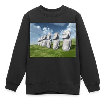 Moai Statuen auf der Osterinsel - Kinder Premium Organic Sweatshirt - Schwarz - Vorne - AI Model Kid Female (0cm)