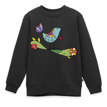 Oiseau - Sweat Premium enfant bio - noir - Devant - AI Model Kid Female (0cm)
