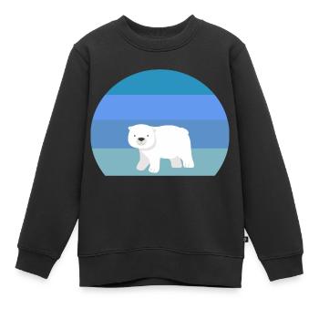 Arktis Tier Retro Eisbär - Kinder Premium Organic Sweatshirt - Schwarz - Vorne - AI Model Kid Female (0cm)