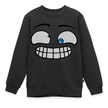 Freches Grimasse Gesicht - Kinder Premium Organic Sweatshirt - Schwarz - Vorne - AI Model Kid Female (0cm)