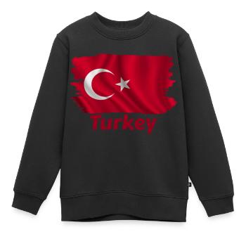 Flagge der Türkei - Kinder Premium Organic Sweatshirt - Schwarz - Vorne - AI Model Kid Female (0cm)
