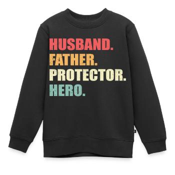 Mari, Père, Protecteur, Héros - Sweat Premium enfant bio - noir - Devant - AI Model Kid Female (0cm)