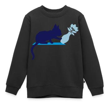 Renverser le vase à fleurs chat effronté - Sweat Premium enfant bio - noir - Devant - AI Model Kid Female (0cm)