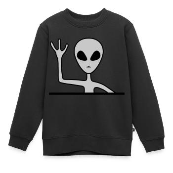 Vagues extraterrestres mâles grises - Sweat Premium enfant bio - noir - Devant - AI Model Kid Female (0cm)