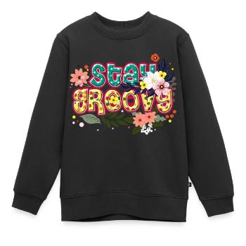 Restez Groovy hippie peace design - Sweat Premium enfant bio - noir - Devant - AI Model Kid Female (0cm)