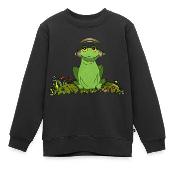 Frog - Kids Premium Organic Sweatshirt - black - Front - AI Model Kid Female (0cm)