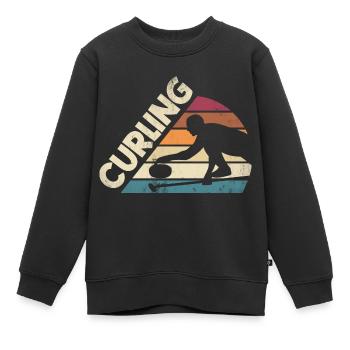 Curlign Sport Curler Curling Player Silhouette - Kinder Premium Organic Sweatshirt - Schwarz - Vorne - AI Model Kid Female (0cm)