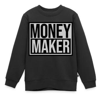 Schild Money Maker Reich - Kinder Premium Organic Sweatshirt - Schwarz - Vorne - AI Model Kid Female (0cm)