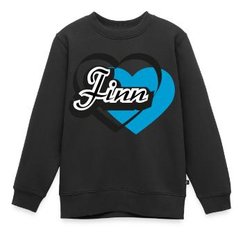 Name Finn Herz - Kinder Premium Organic Sweatshirt - Schwarz - Vorne - AI Model Kid Female (0cm)