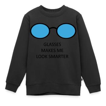 Brille - Kinder Premium Organic Sweatshirt - Schwarz - Vorne - AI Model Kid Female (0cm)