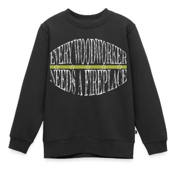 marteau-piqueur charpentier tshirts papa john charpentier - Sweat Premium enfant bio - noir - Devant - AI Model Kid Female (0cm)