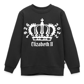 Rip Reine Elizabeth II - Sweat Premium enfant bio - noir - Devant - AI Model Kid Female (0cm)