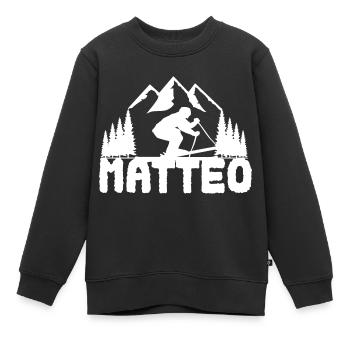 Ski Skifahrer Vorname Matteo Name Skier - Kinder Premium Organic Sweatshirt - Schwarz - Vorne - AI Model Kid Female (0cm)