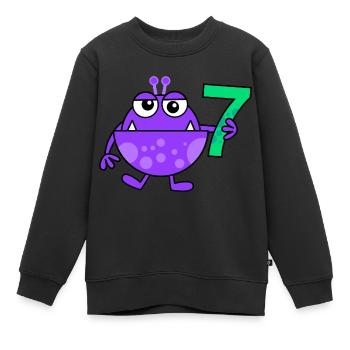 Funny Purple Cartoon Number Seven Monster - Kids Premium Organic Sweatshirt - black - Front - AI Model Kid Female (0cm)