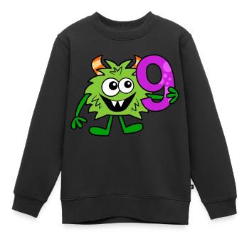 Funny Cartoon Number Nine Monster - Kids Premium Organic Sweatshirt - black - Front - AI Model Kid Female (0cm)