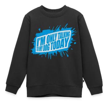 only talking to dog - Kids Premium Organic Sweatshirt - black - Front - AI Model Kid Female (0cm)