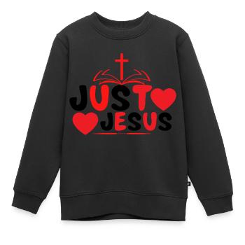 Juste Jésus - Sweat Premium enfant bio - noir - Devant - AI Model Kid Female (0cm)