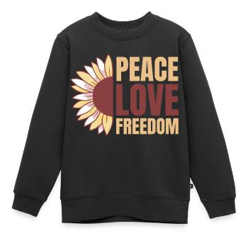 Frieden Freiheit Friedenszeichen Sonnenblume Liebe - Kinder Premium Organic Sweatshirt - Schwarz - Vorne - AI Model Kid Female (0cm)