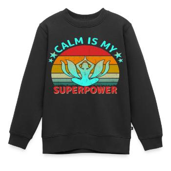 Le calme est mon superpouvoir - Sweat Premium enfant bio - noir - Devant - AI Model Kid Female (0cm)