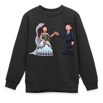 Mariée et marié - Sweat Premium enfant bio - noir - Devant - AI Model Kid Female (0cm)