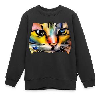 Katzengesicht 7 - Kinder Premium Organic Sweatshirt - Schwarz - Vorne - AI Model Kid Female (0cm)