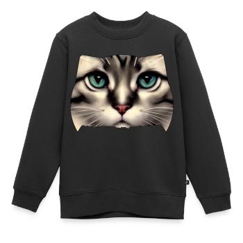 Katzengesicht - Kinder Premium Organic Sweatshirt - Schwarz - Vorne - AI Model Kid Female (0cm)