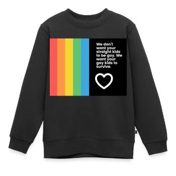 Gay pride - Sweat Premium enfant bio - noir - Devant - AI Model Kid Female (0cm)