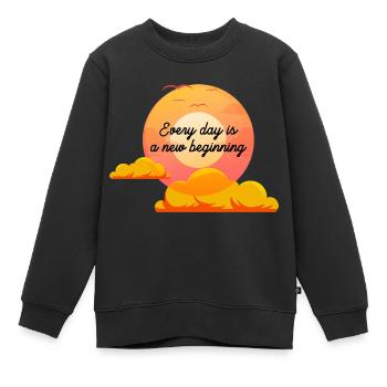 Un nouveau jour se lève- inspirant-soleil levant - Sweat Premium enfant bio - noir - Devant - AI Model Kid Female (0cm)