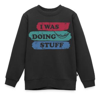 Je faisais des trucs - Hamac vintage - Sweat Premium enfant bio - noir - Devant - AI Model Kid Female (0cm)