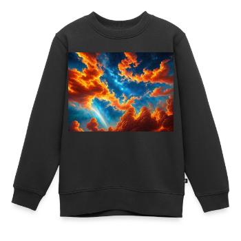 Blauer roter Himmel mit einer kreaturgenerierten KI - Kinder Premium Organic Sweatshirt - Schwarz - Vorne - AI Model Kid Female (0cm)
