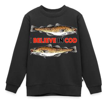 Fishing - I believe in Cod - Kids Premium Organic Sweatshirt - black - Front - AI Model Kid Female (0cm)